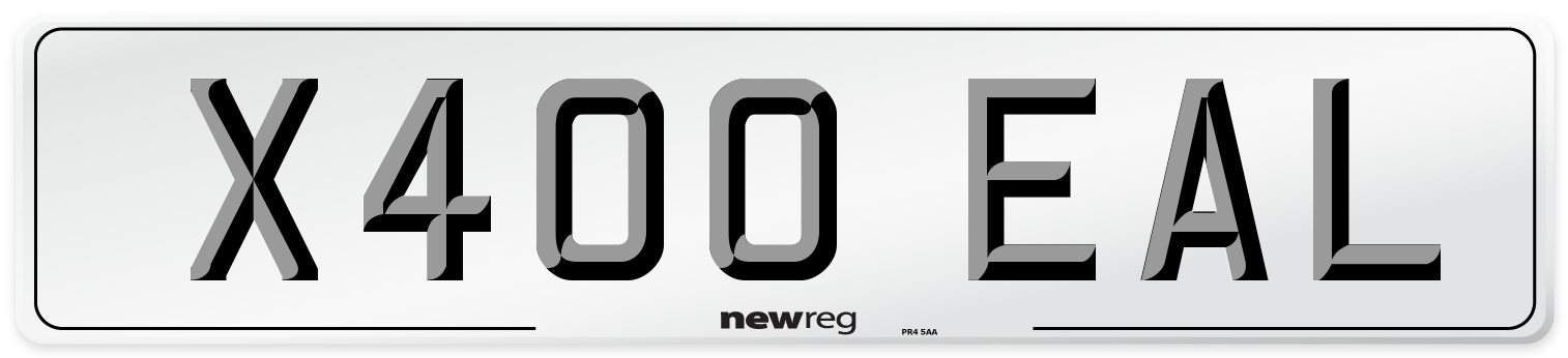 X400 EAL Number Plate from New Reg
